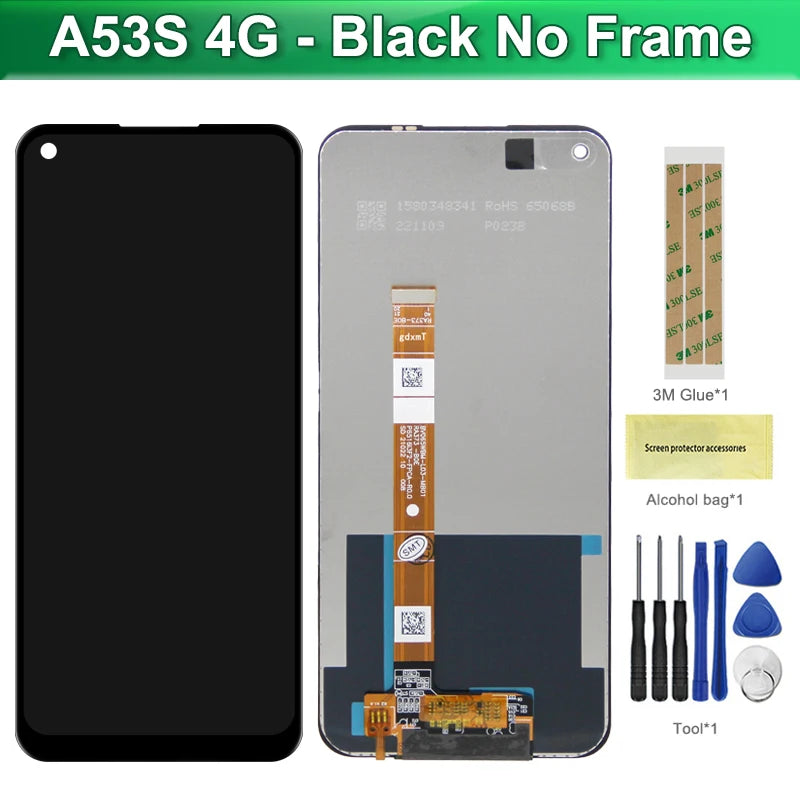 6.5" Display Screen for Oppo A53s CPH2139 CPH2135 Lcd Display Digital Touch Screen with Frame for Oppo A53s Screen Replacement OPPO phone repair parts