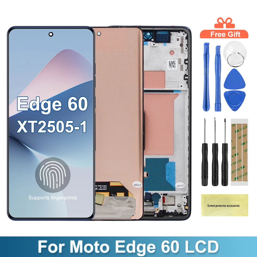 Amoled For Motorola Edge 60 LCD Display Touch Panel Digitizer Assembly Replacement LCD With Frame XT2505-1, XT2505-4 LCD Screen Motorola phone repair parts