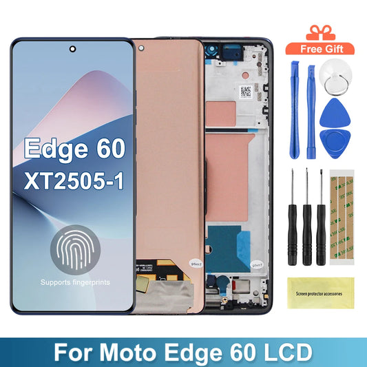 Amoled For Motorola Edge 60 LCD Display Touch Panel Digitizer Assembly Replacement LCD With Frame XT2505-1, XT2505-4 LCD Screen Motorola phone repair parts