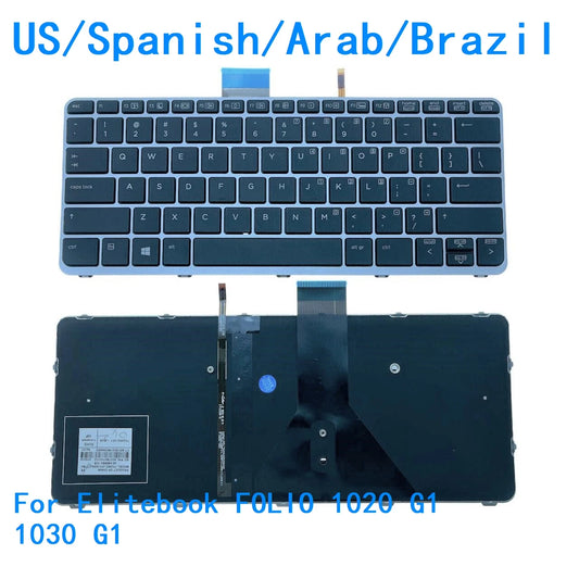 New US Spanish Arab Brazil Language  Backlit Keyboard For HP Elitebook FOLIO 1020 G1 1030 G1 752962-251  HP laptop repair parts