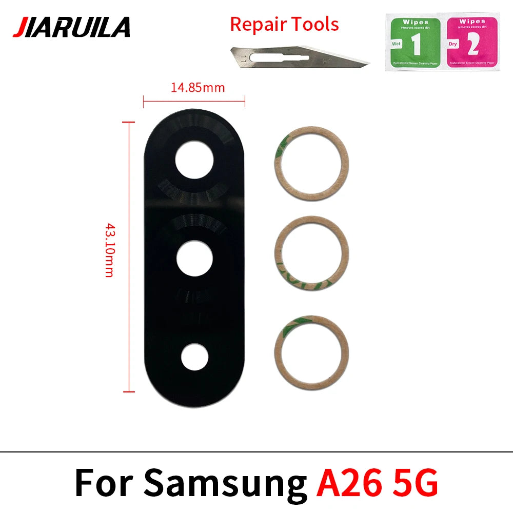 10Pcs/Lot , Camera Glass Lens Back Rear Camera Glass Lens For Samsung A06 A16 A26 A36 A56 4G 5G With Adhesive Sticker Samsung phone repair parts