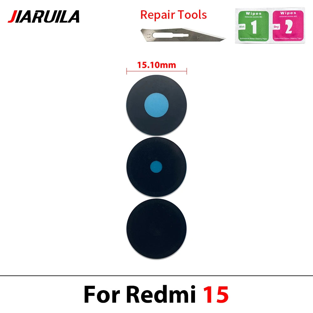 10Pcs, Camera Glass Lens Back Rear Camera Glass Lens with Adhesive For Xiaomi Redmi 12 12C 13 13C 14C 15 15C 4G 5G  Xiaomi  Xiao mi phone repair parts