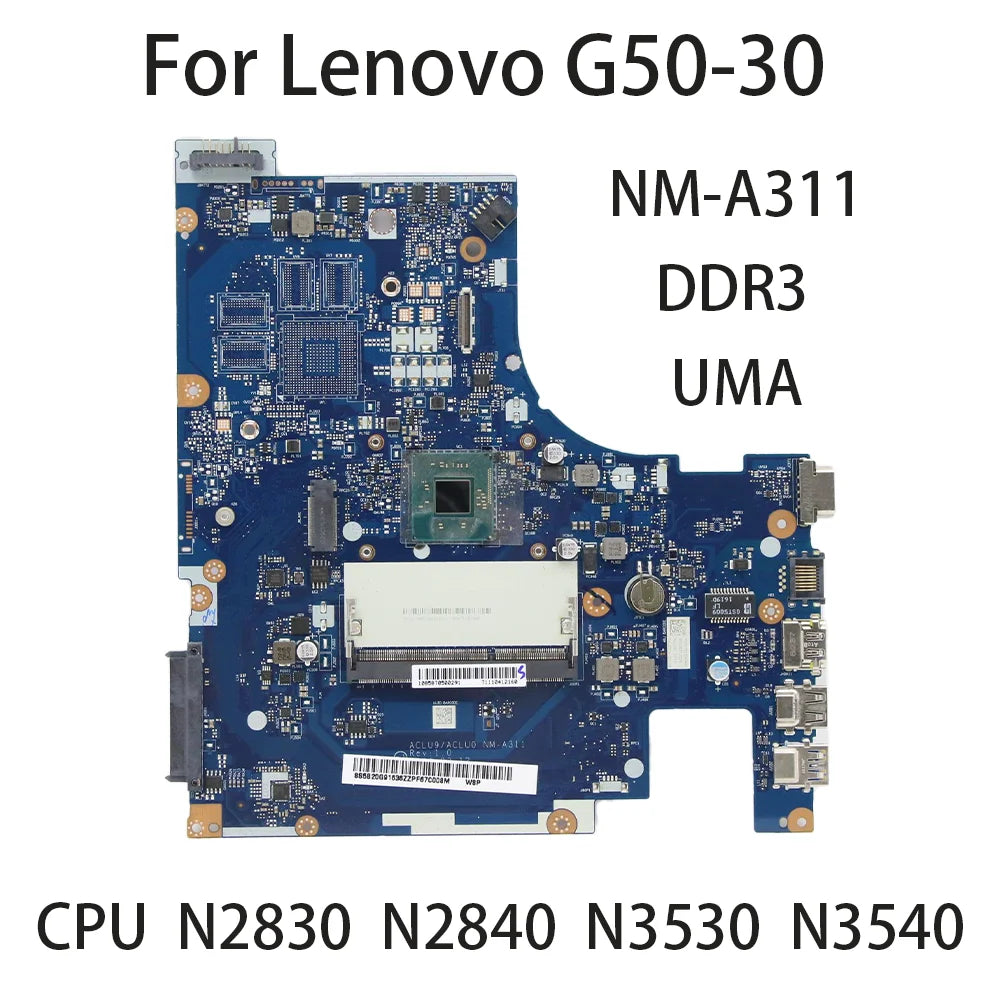 Laptop Motherboard For Lenovo G50-30 ACLU9 ACLU0 NM-A311 With CPU N2830 N2840 N3530 N3540 DDR3 FRU 5B20G95734  5B20G05118 Lenovo laptop repair parts