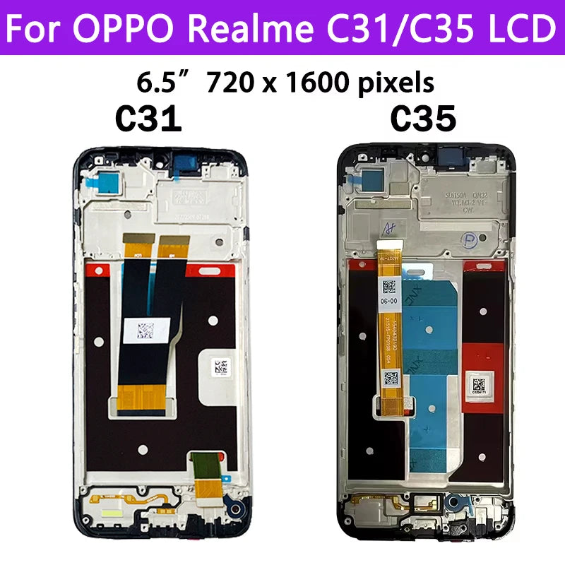 6.6"IPS For Oppo Realme C35 RMX3511 LCD Display Touch Screen Digitizer Assembly Replacement For Realme C31 RMX3501LCD Frame Oppo phone repair parts Realme phone repair parts