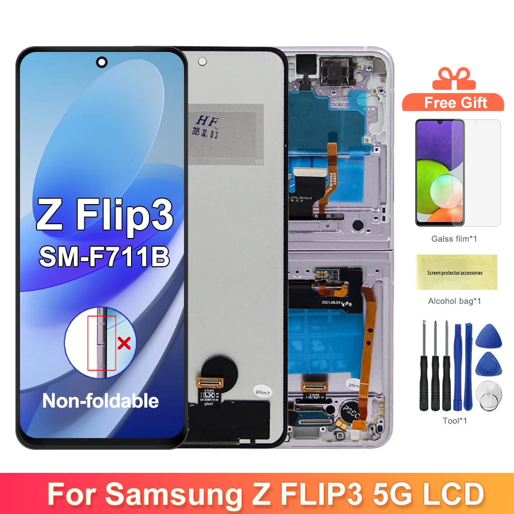 For Samsung Z Flip 3 F711 LCD Display Touch Screen For Samsung Z Flip3 5G LCD SM-F711 F711U F711B Display Replacement Samsung phone repair parts