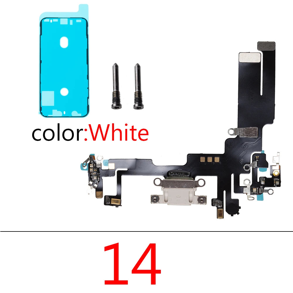 1set Charging Port Flex Cable for iPhone 14 Pro Max Plus USB Charger Dock Connector With Waterproof Microphone Ribbon Repair iPhone phone repair parts