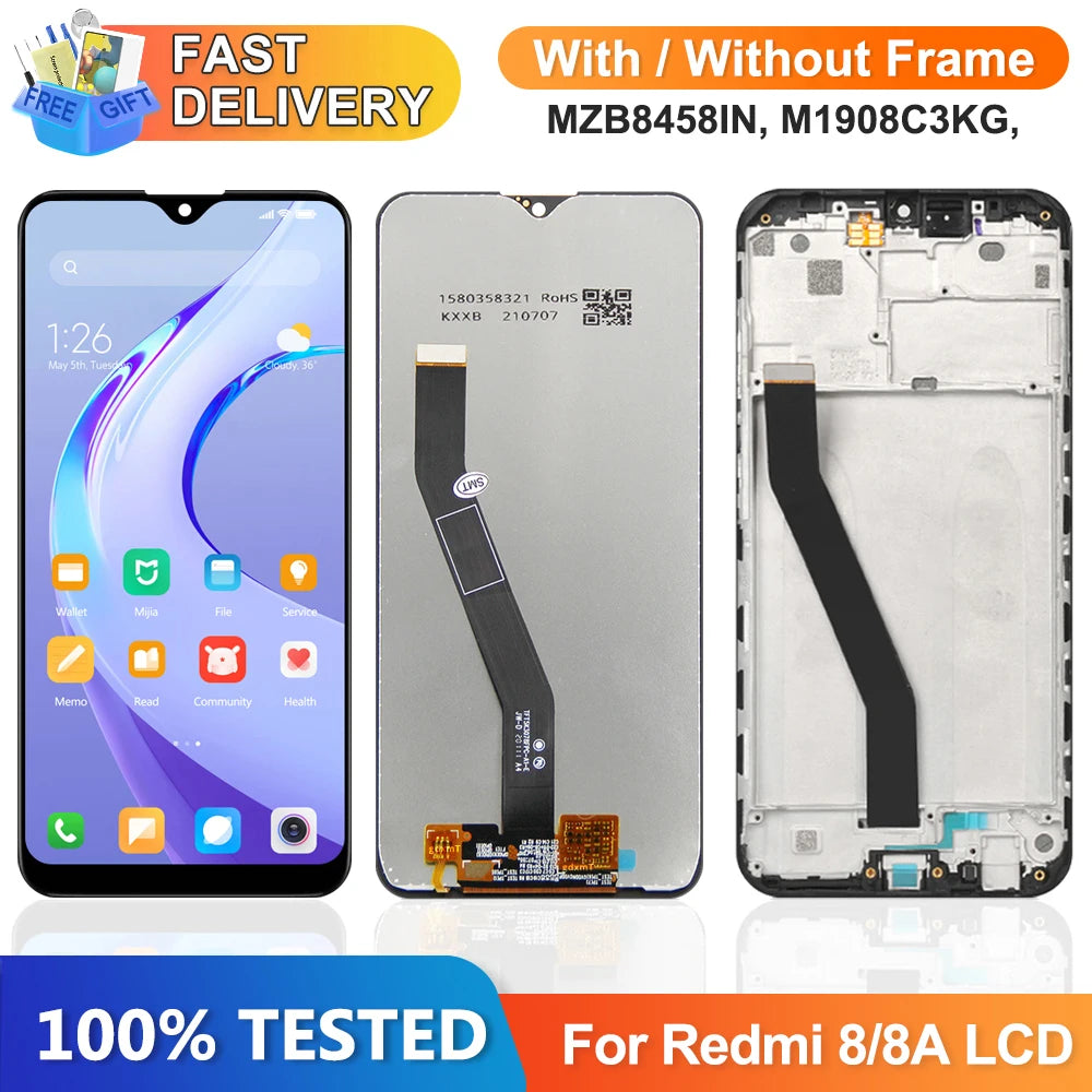 6.2'' for Xiaomi Redmi 8 Lcd Display Digital Touch Screen With Frame for Xiaomi Redmi 8A Redmi8A M1908C3KG Screen Replacement Xiaomi phone repair parts