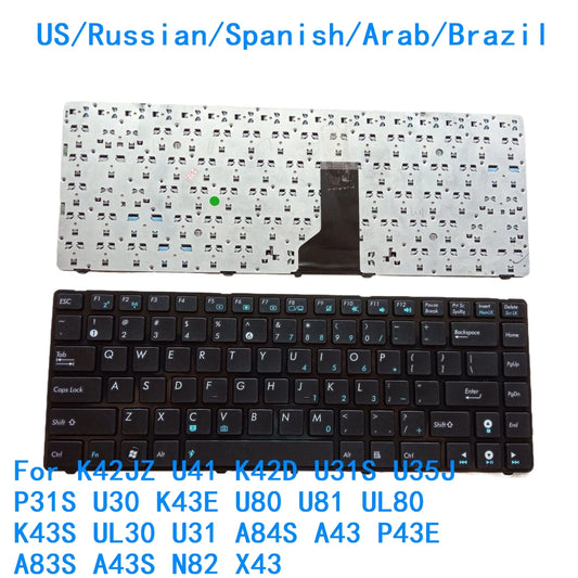 US RU SP AR BR Keyboard For ASUS K42JZ U41 K42D U31S U35J P31S U30 K43E U80 U81 UL80 K43S UL30 U31 A84S A43 P43E A83S A43S N82 X ASUS laptop repair parts