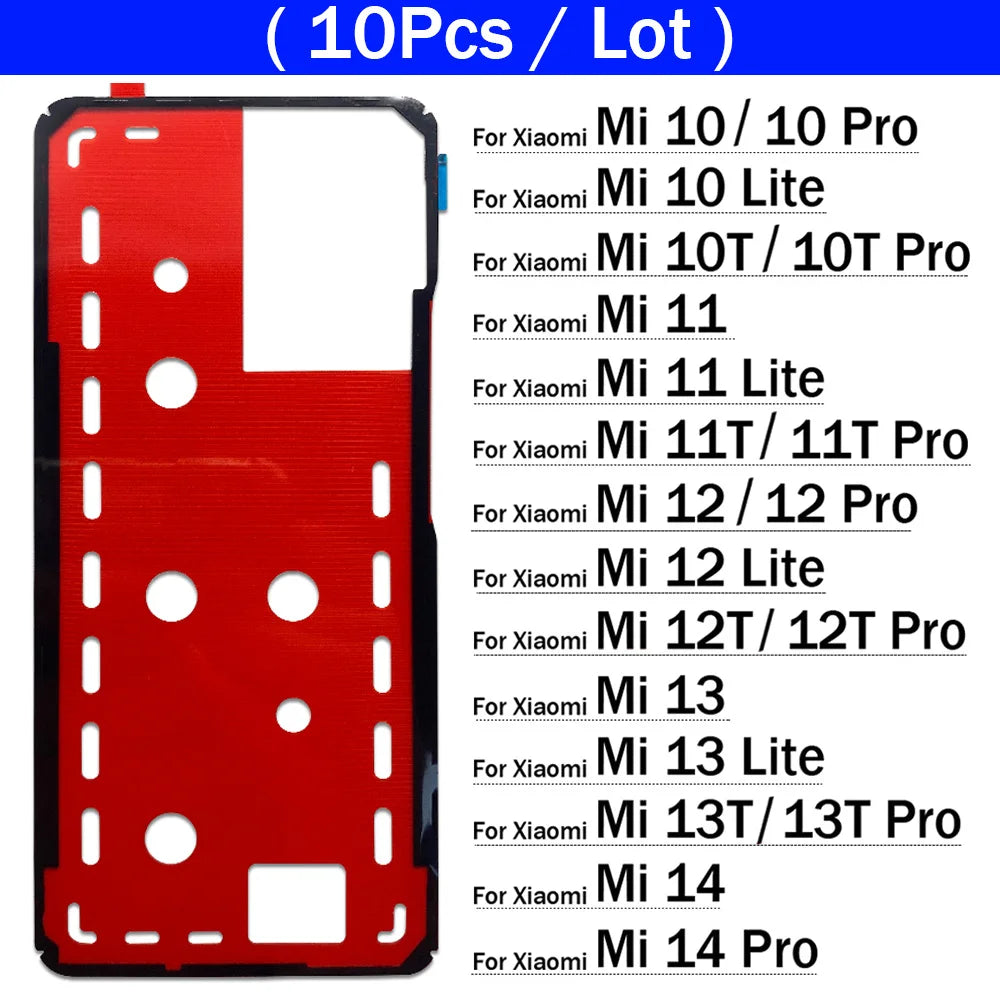 10Pcs, Adhesive Sticker Back Housing Battery Cover Glue Tape For Xiaomi Mi 10 10T 11 11T 12 12T 13 13T 14 Pro Lite  Xiaomi  Xiao mi phone repair parts