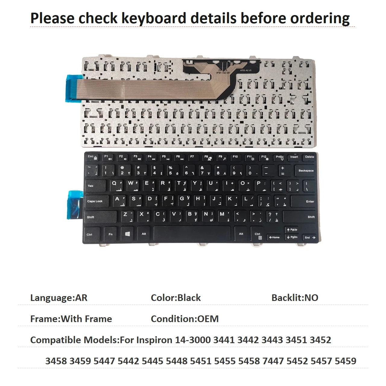 US RU SP AR BR Backlit Keyboard For Dell Inspiron 14-3000 3441 3442 3443 3451 3452 3458 3459 5447 5442 5445 5448 5451 5455 5458Dell laptop repair parts