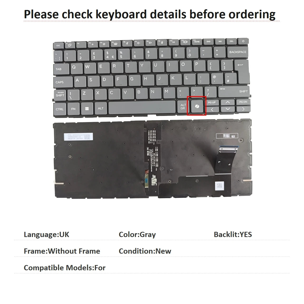 New US Spanish Latin UK Language  Backlit Keyboard For HP  Notebook PC Replacement Keyboard  HP laptop repair parts