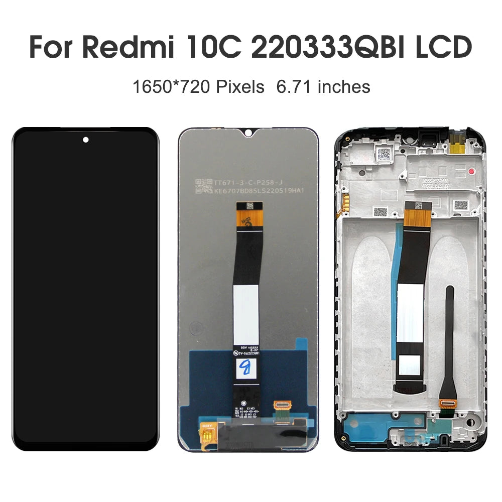For Xiaomi Redmi 10C 220333QBI Lcd Display Touch Screen Digitizer Assembly With Frame for Redmi 10C Screen Replacement 100% Test Xiaomi phone repair parts