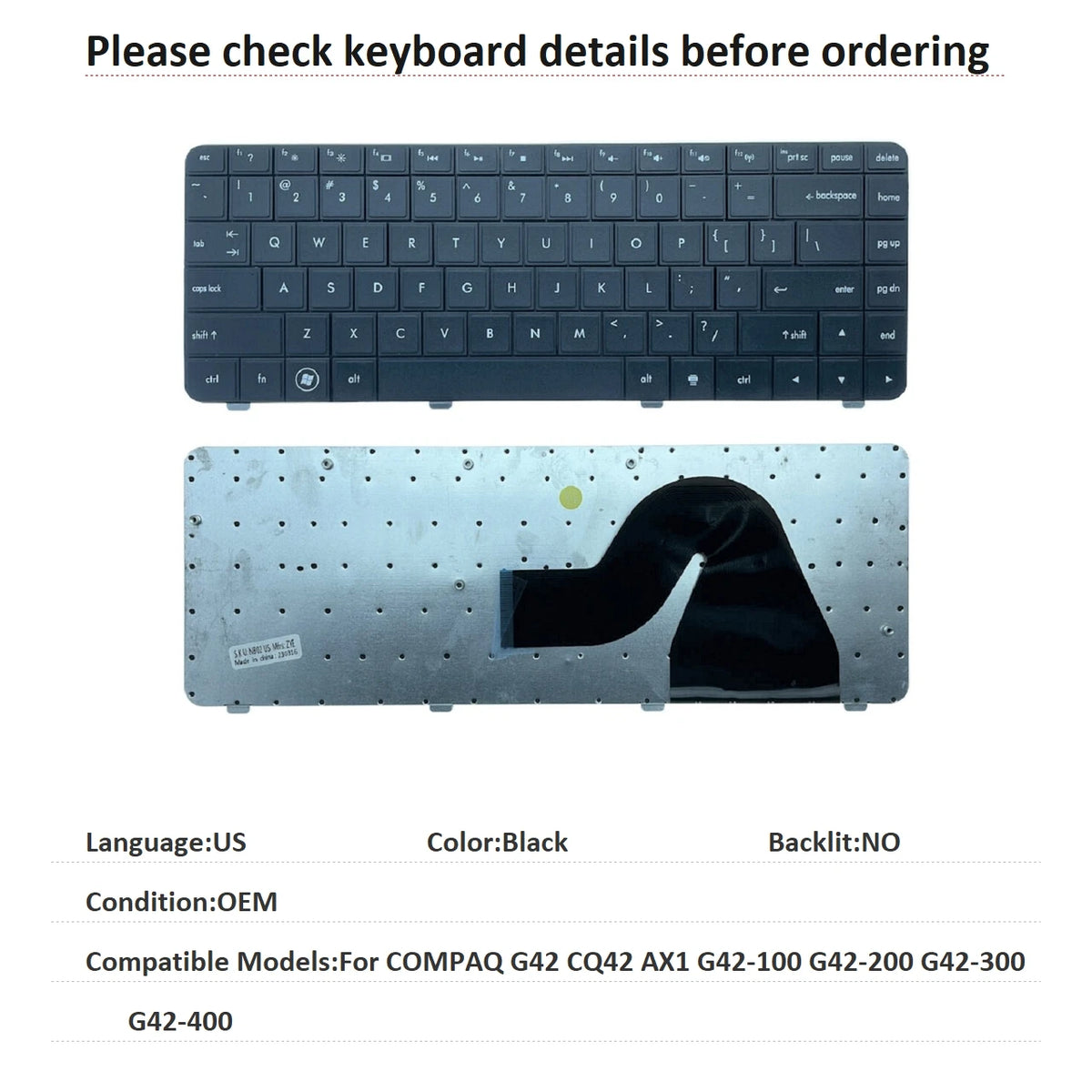New US Russian Spanish Brazil Language  Keyboard For HP COMPAQ G42 CQ42 AX1 G42-100 G42-200 G42-300 G42-400 HP laptop repair parts