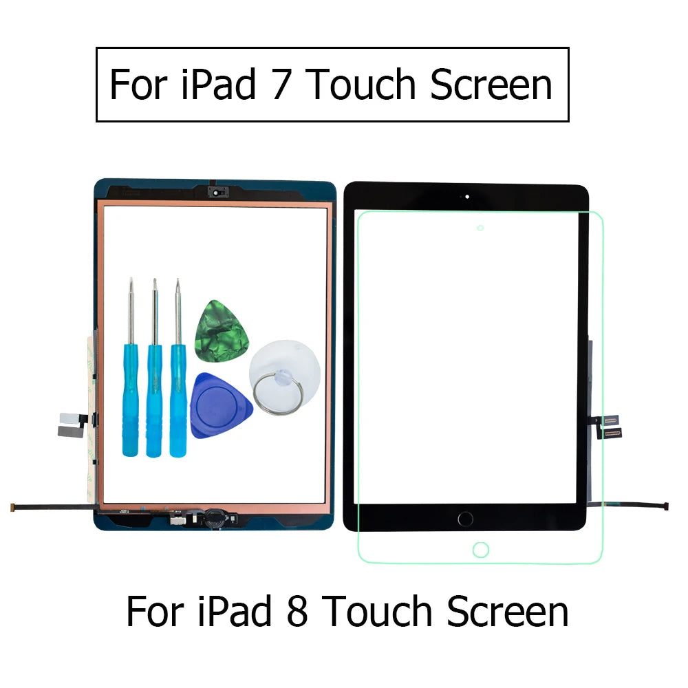 Touch Screen Digitizer Glass For iPad 7/8 2019/2020 A2197 A2198 A2200 A2270 A2428 With Home Button+Flex+Tools+tempered Glass iPad tablet repair parts