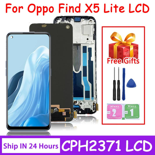 6.43" Screen For Oppo Find X5 Lite LCD CPH2371 Display Touch Screen Digitizer Panel Assembly For Find X5Lite With Fingerprints  Oppo phone repair parts
