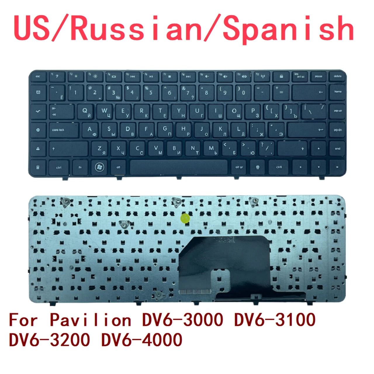 New US Russian Spanish Laptop Keyboard For HP Pavilion DV6-3000 DV6-3100 DV6-3200 DV6-4000 Notebook PC Replacement  HP laptop repair parts