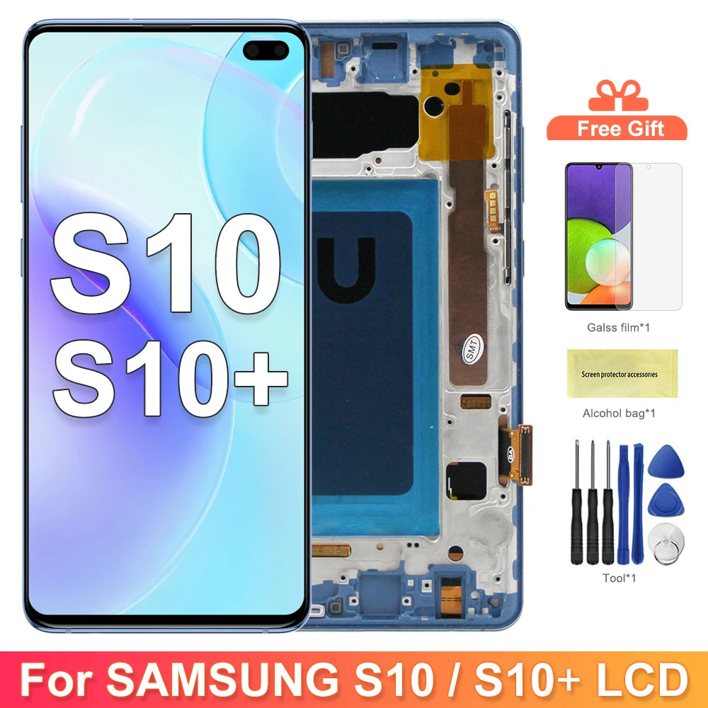 TFT with Frame For Samsung S10 Plus S10+ G975F Lcd Display Digital Touch Screen for Samsung S10 G973F Screen Replacement Parts Samsung phone repair parts