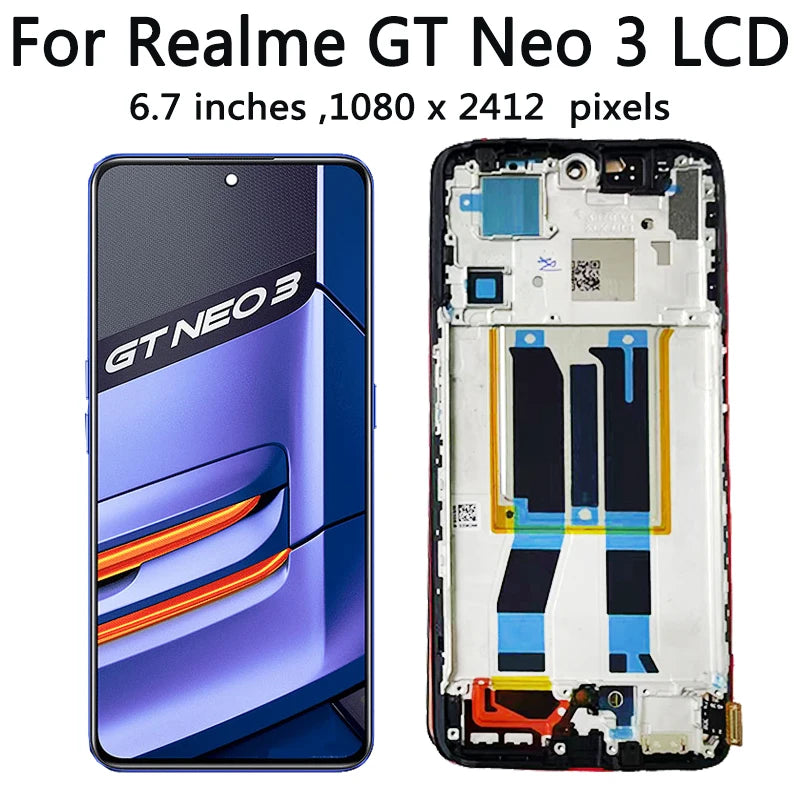 6.7“AMOLED GT Neo3 Screen For OPPO Realme GT Neo 3 RMX3560 RMX3561 MX3562 LCD Display Touch Panel Screen Digitizer Assembly Oppo phone repair parts Realme phone repair parts