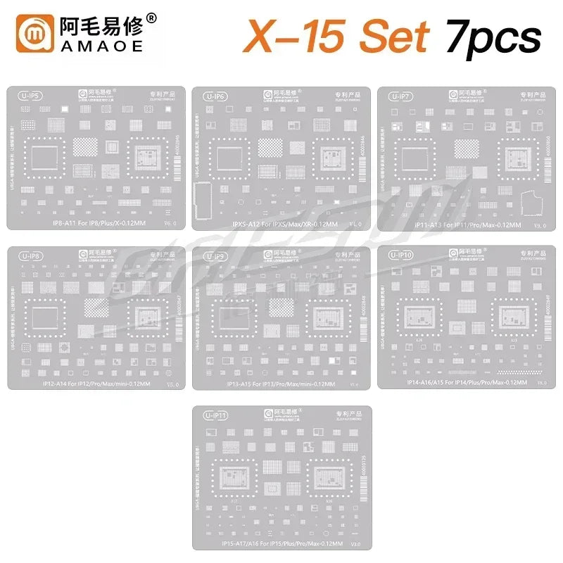 QIANLI MEGA-IDEA Black BGA Reballing Stencil Multifunction Universal Net for iPhone 6-17 Pro Max Planting Tin Steel Mesh Tools Professional Repair Tools