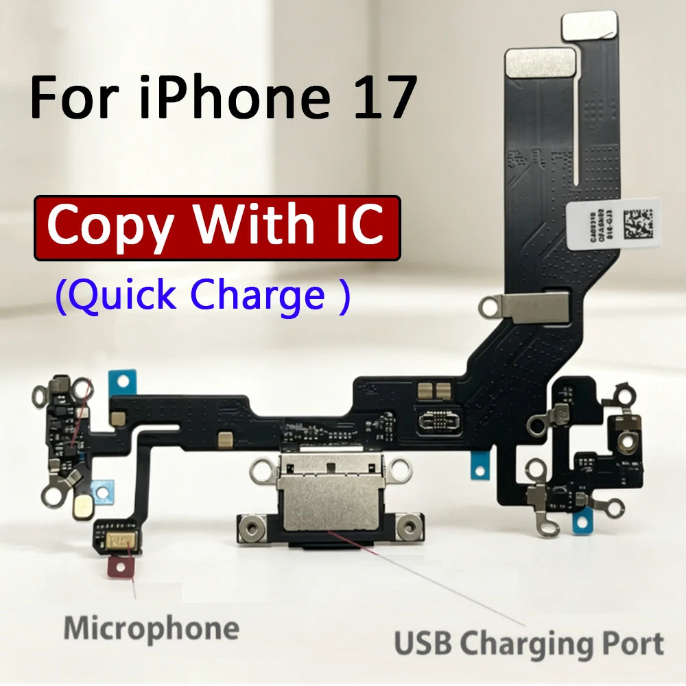 New For iPhone 17 / For iPhone 16E USB Micro Charger Charging Port Dock Connector Microphone Board Flex Cable iPhone phone repair parts
