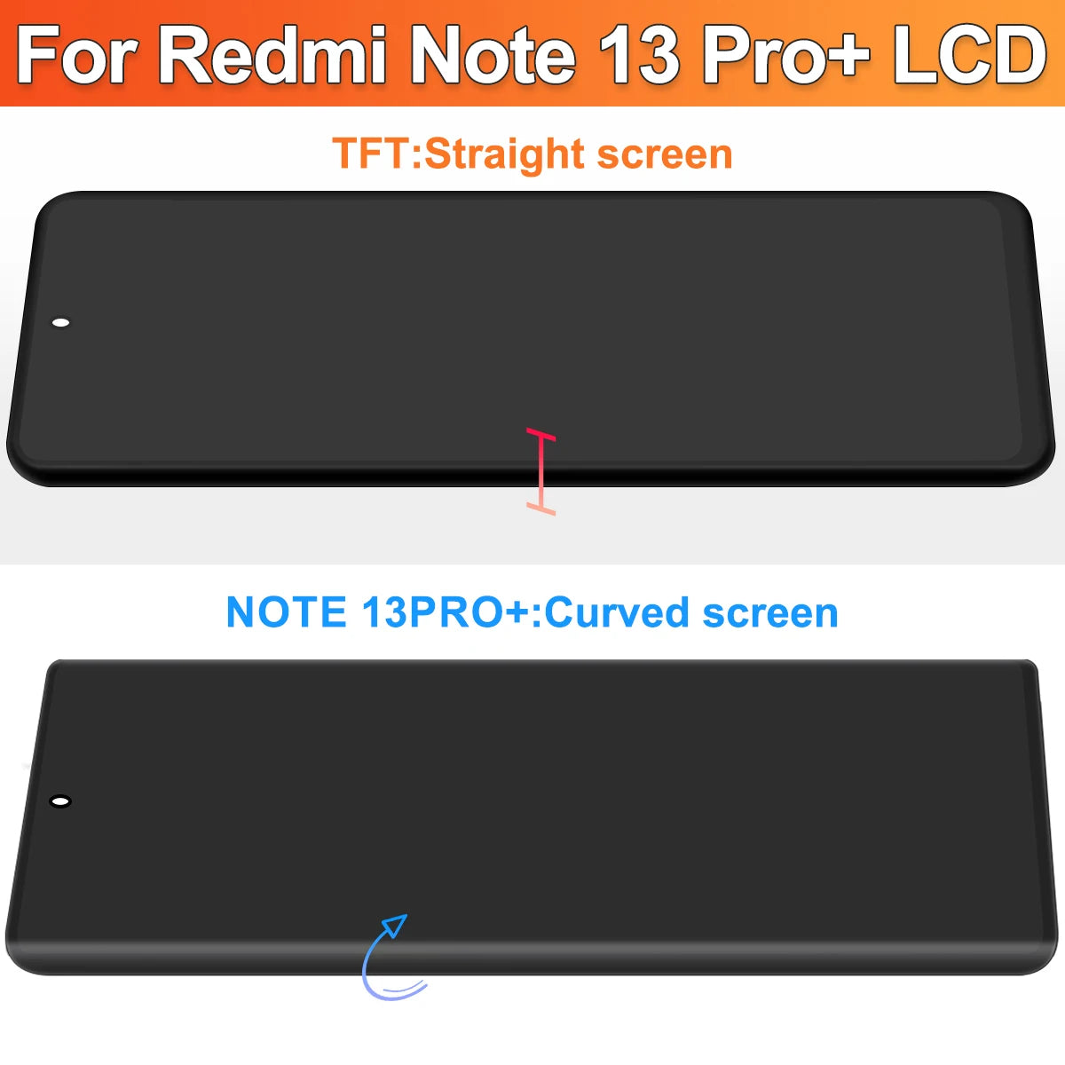 TFT Lcd For Xiaomi Redmi Note 13 Pro+ Plus 5G 23090RA98C 23090RA98G Display Touch Screen Digitizer Assembly 100% Tested Xiaomi phone repair parts