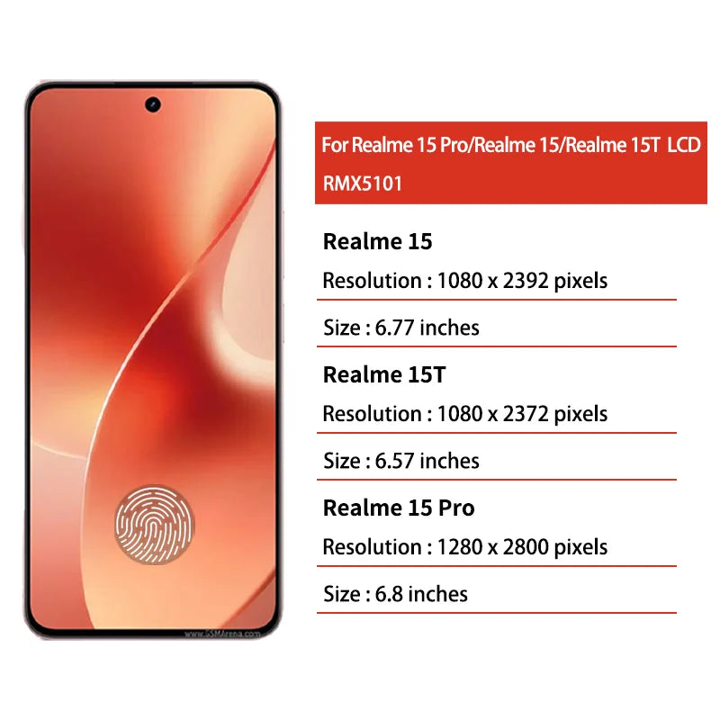 AMOLED For Realme 15 Pro RMX5101 Lcd Display Screen Touch Digitizer for Realme 15 RMX5106 LCD 15T Display With Fingerprint Oppo phone repair parts Realme phone repair parts
