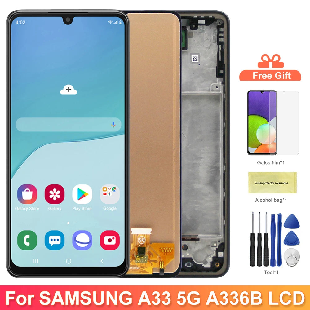 A33 5G Display Screen Replacement, for Samsung Galaxy A33 5G A336B A336E Lcd Display Digital Touch Screen With Frame Assembly Samsung phone repair parts