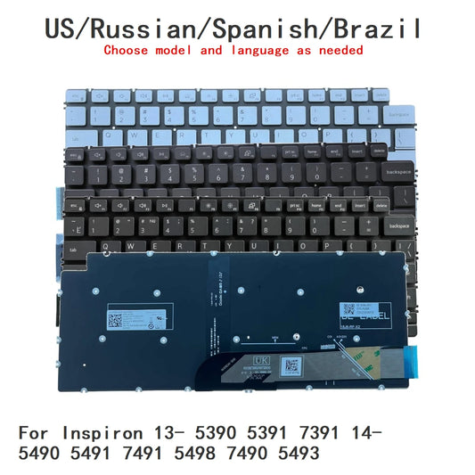 New US Russian Spanish Brazil Language  Backlit Keyboard For Dell Inspiron 13- 5390 5391 7391 14- 5490 5491 7491 5498 7490 5493Dell laptop repair parts