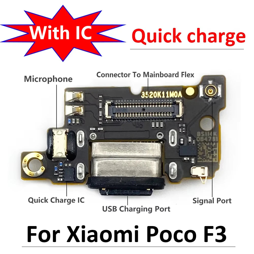 New USB Charging Port Charger Board Flex Cable For Xiaomi Poco F3 PocoF3 Dock Plug Connector With Microphone Xiaomi  Xiao mi phone repair parts
