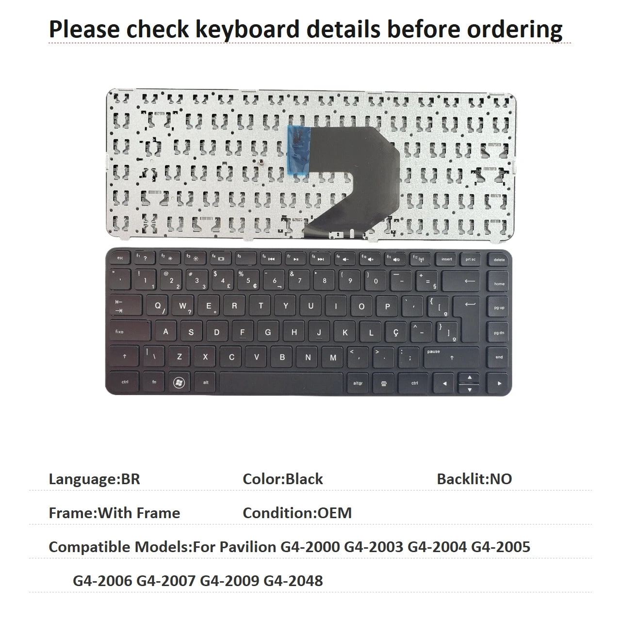 New US Brazil Language  Keyboard For HP Pavilion G4-2000 G4-2003 G4-2004 G4-2005 G4-2006 G4-2007 G4-2009 G4-2048 HP laptop repair parts