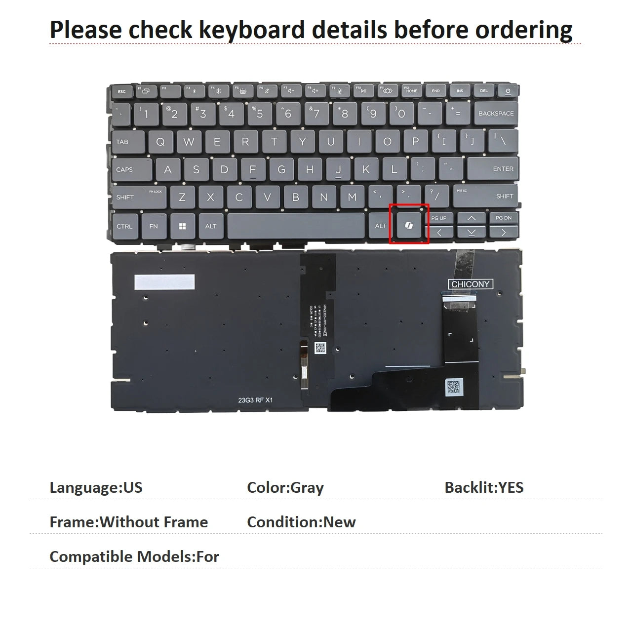 New US Spanish Latin UK Language  Backlit Keyboard For HP  Notebook PC Replacement Keyboard  HP laptop repair parts