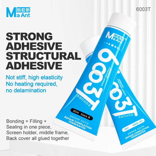 MaAnt 6003T 3-in-1 Bonding Filling Sealing Adhesive 30ml No Heat Cure Glue Black/Clear for Phone Back Cover Screen Holder Repair Professional Repair Tools