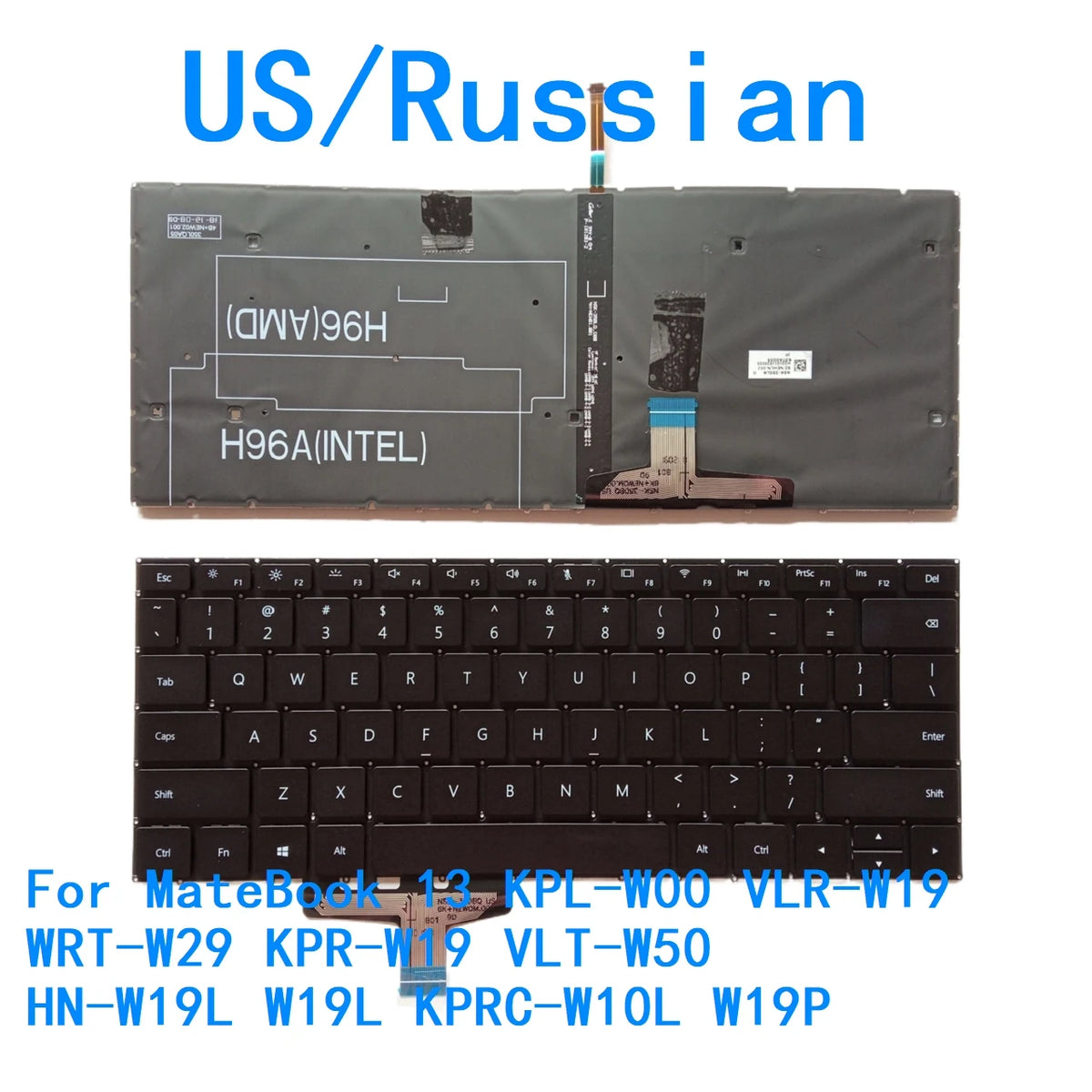New US Russian Language  Backlit Keyboard For HUAWEI W19 VLR-W19 WRT-W19 HN-W19 WRT-W19R Notebook PC Replacement Keyboard HUAWEI laptop repair parts