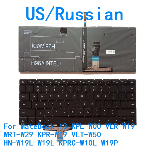 New US Russian Language  Backlit Keyboard For HUAWEI W19 VLR-W19 WRT-W19 HN-W19 WRT-W19R Notebook PC Replacement Keyboard HUAWEI laptop repair parts
