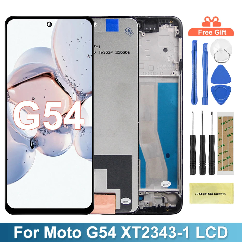 For Motorola Moto G54 LCD Display Touch Screen Frame Digitizer Full Assembly for Motorola Moto G54 XT2343 XT2343-1-2-5 Motorola phone repair parts