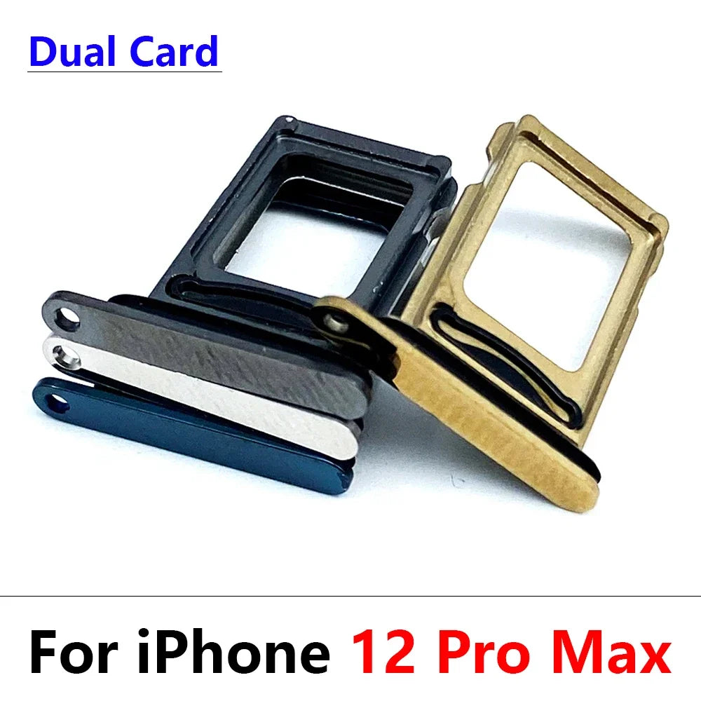 10Pcs, Dual SIM Card Slot SD Card Tray Holder Adapter For iPhone 11 12 13 14 15 16 17 Pro Max Mini Plus iPhone phone repair parts