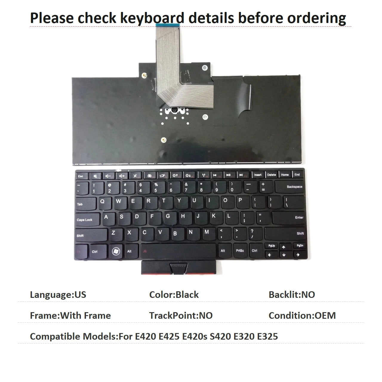 New US Language  Keyboard For Lenovo Thinkpad E420 E425 E420s S420 E320 E325 Notebook PC Replacement Keyboard Lenovo laptop repair parts