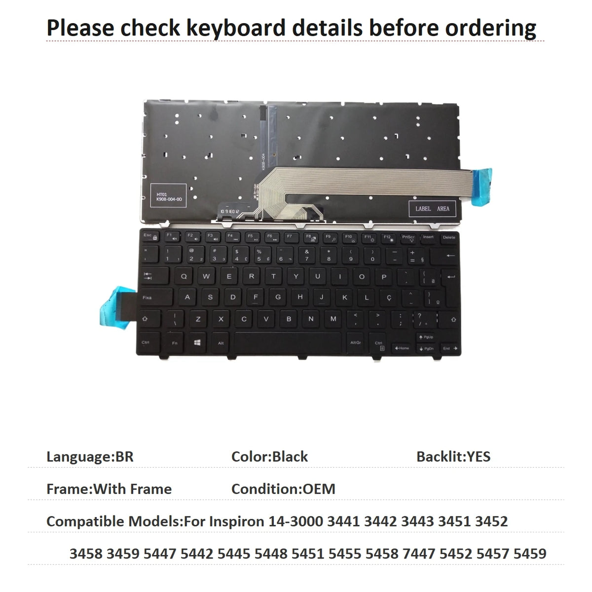 US RU SP AR BR Backlit Keyboard For Dell Inspiron 14-3000 3441 3442 3443 3451 3452 3458 3459 5447 5442 5445 5448 5451 5455 5458Dell laptop repair parts
