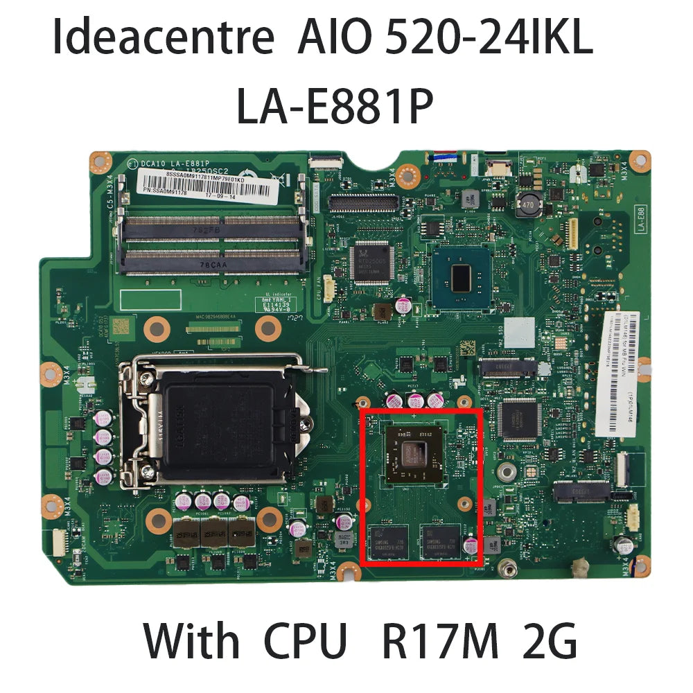 Laptop Motherboard For Lenovo Ideacentre AIO 520-24IKL LA-E881P With CPU R17M 2G 01LM146 01LM145 Lenovo laptop repair parts