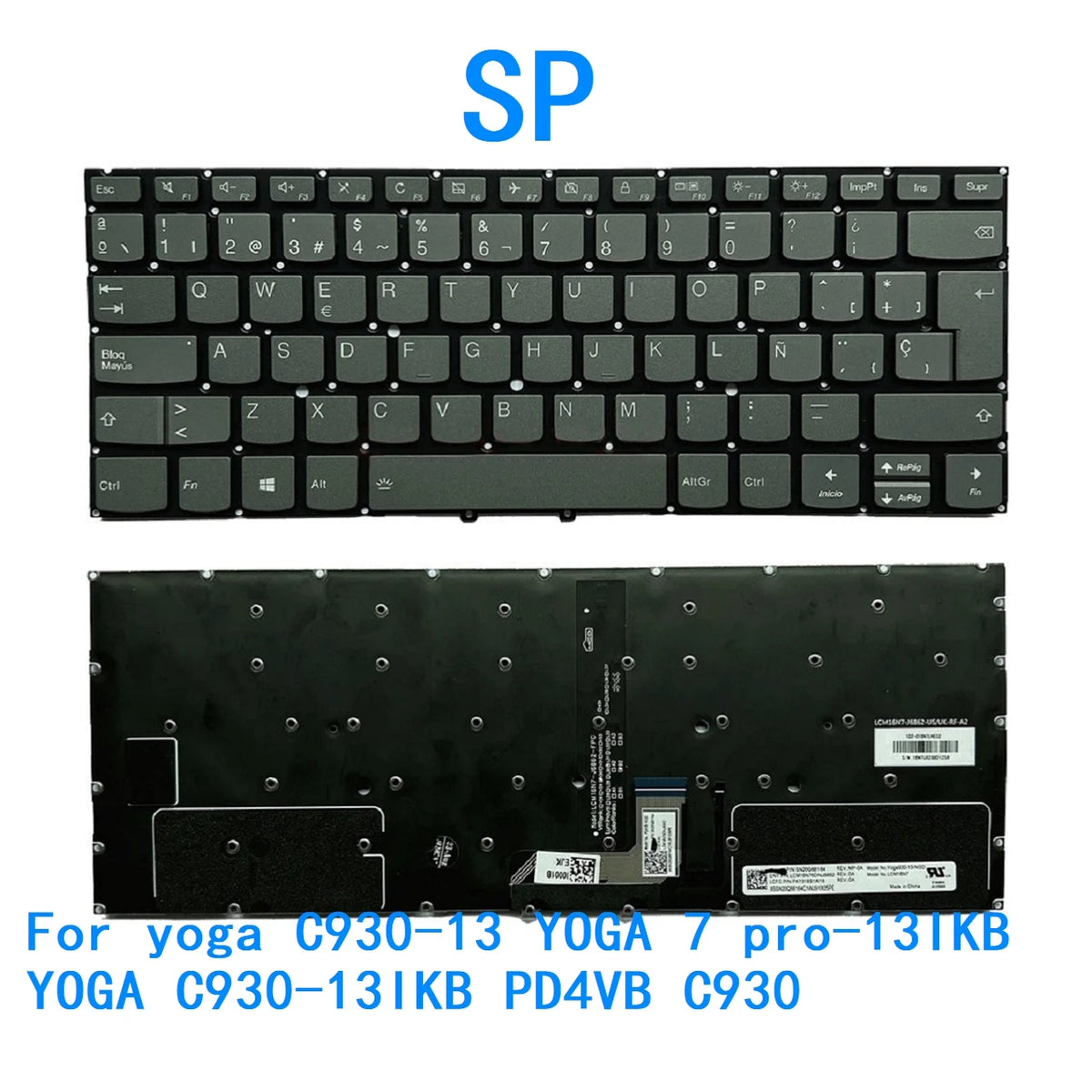 New Spanish Language  Backlit Keyboard For Lenovo yoga C930-13 YOGA 7 pro-13IKB YOGA C930-13IKB PD4VB C930 Replacement Keyboard Lenovo laptop repair parts