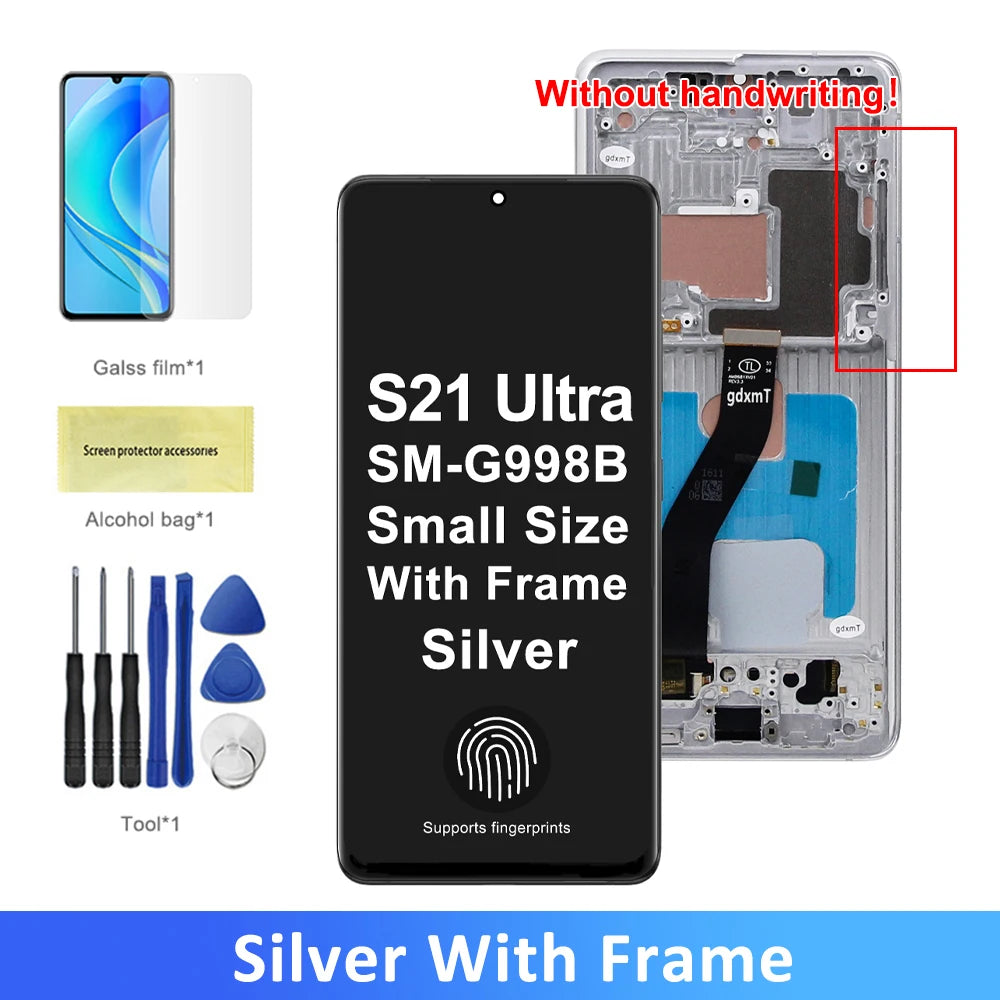 AMOLED with Frame S21 Ultra Screen for Samsung Galaxy S21 Ultra 5G G998B G998B/DS Lcd Display Touch Screen Digitizer Assembly ﻿ Samsung phone repair parts