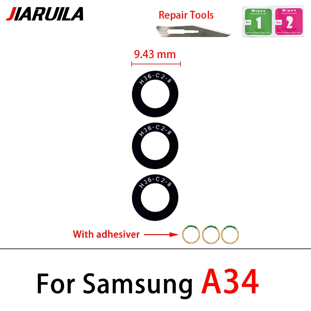 New Rear Back Camera Glass Lens For Samsung A04 A04s A04e A14 A24 A34 A54 A05 A05s A15 A25 A35 A55 4G 5G With Adhesive