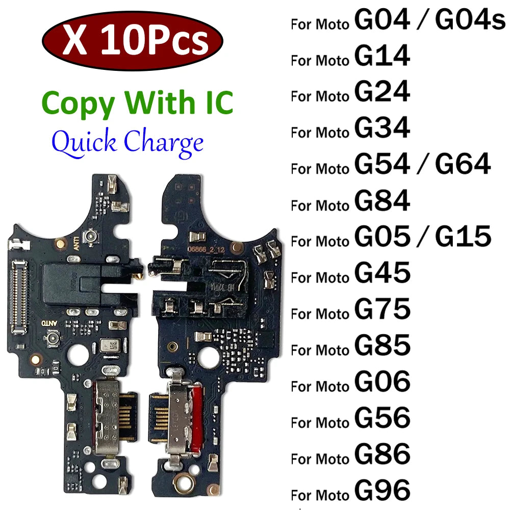 10Pcs, USB Charger Charging Port Connector Flex Cable For Moto G04 G14 G24 G54 G64 G84 G34 G45 G05 G15 G75 G85 G06 G56 G86 Power Motorola phone repair parts
