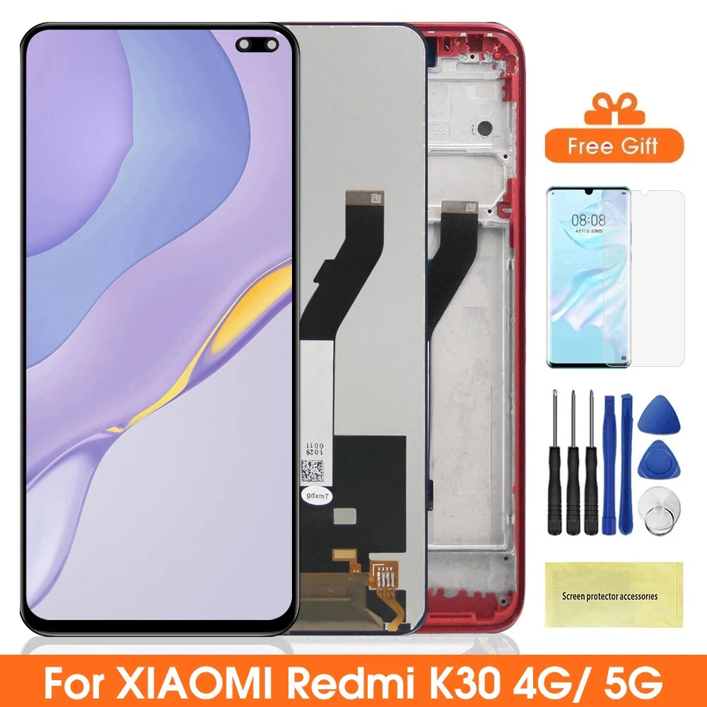 6.67" Screen for Xiaomi Redmi K30 M1912G7BE M1912G7BC Lcd Display Digital Touch Screen with Frame for Redmi K30 5G M1912G7BE Xiaomi phone repair parts