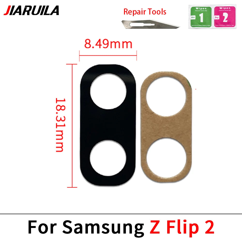 New Camera Glass For Samsung Z Flip 2 3 4 5 6 / Z Fold 2 3 4 5 6 5G Rear Back Camera glass Lens With Glue Adhesive Samsung phone repair parts
