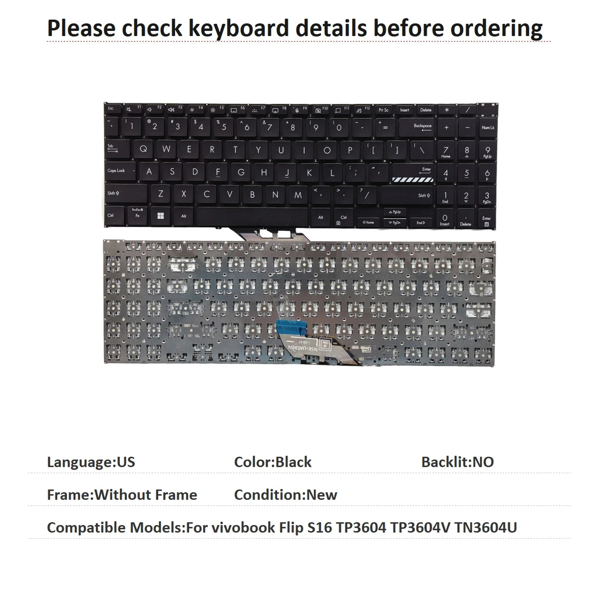 New US Language  Keyboard For ASUS vivobook Flip S16 TP3604 TP3604V TN3604U Notebook PC Replacement Keyboard ASUS laptop repair parts
