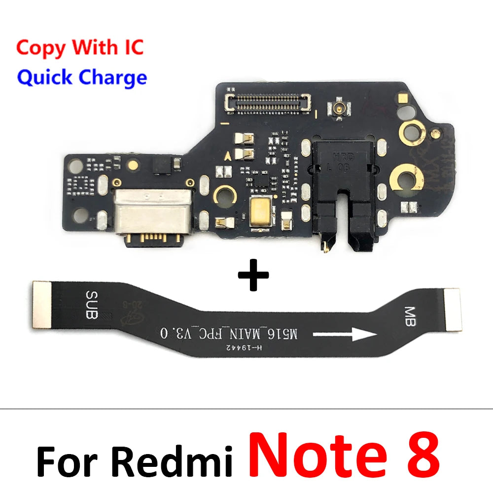For Xiaomi Redmi Note 7 8 8T 9 9s 10 10s 11 12 Pro Plus 4G 5G USB Charger Charging Dock Port Connector Main Mainboard Flex Cable  Xiaomi  Xiao mi phone repair parts
