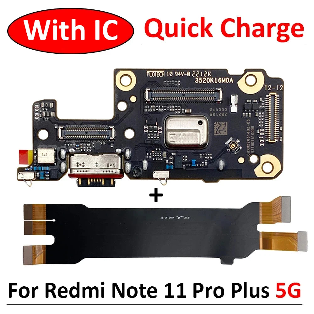 New For Xiaomi Redmi Note 11 Pro Plus 5G USB Charging Port Mic Microphone Dock Connector Board Flex Cable  Xiaomi  Xiao mi phone repair parts