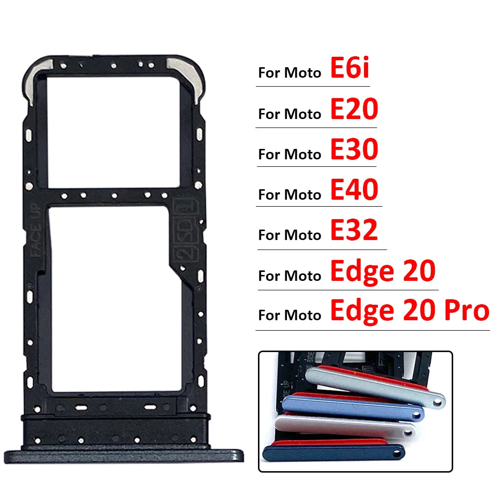 New For Motorola Moto E6i E20 E30 E40 E32 Edge 20 Pro SIM Card Slot SD Card Tray Holder Adapter Motorola phone repair parts