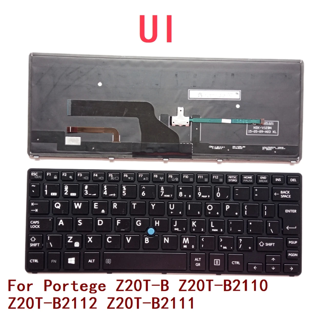 New UI Laptop Backlit Keyboard For Toshiba Portege Z20T-B Z20T-B2110 Z20T-B2112 Z20T-B2111 NSK-V12BN